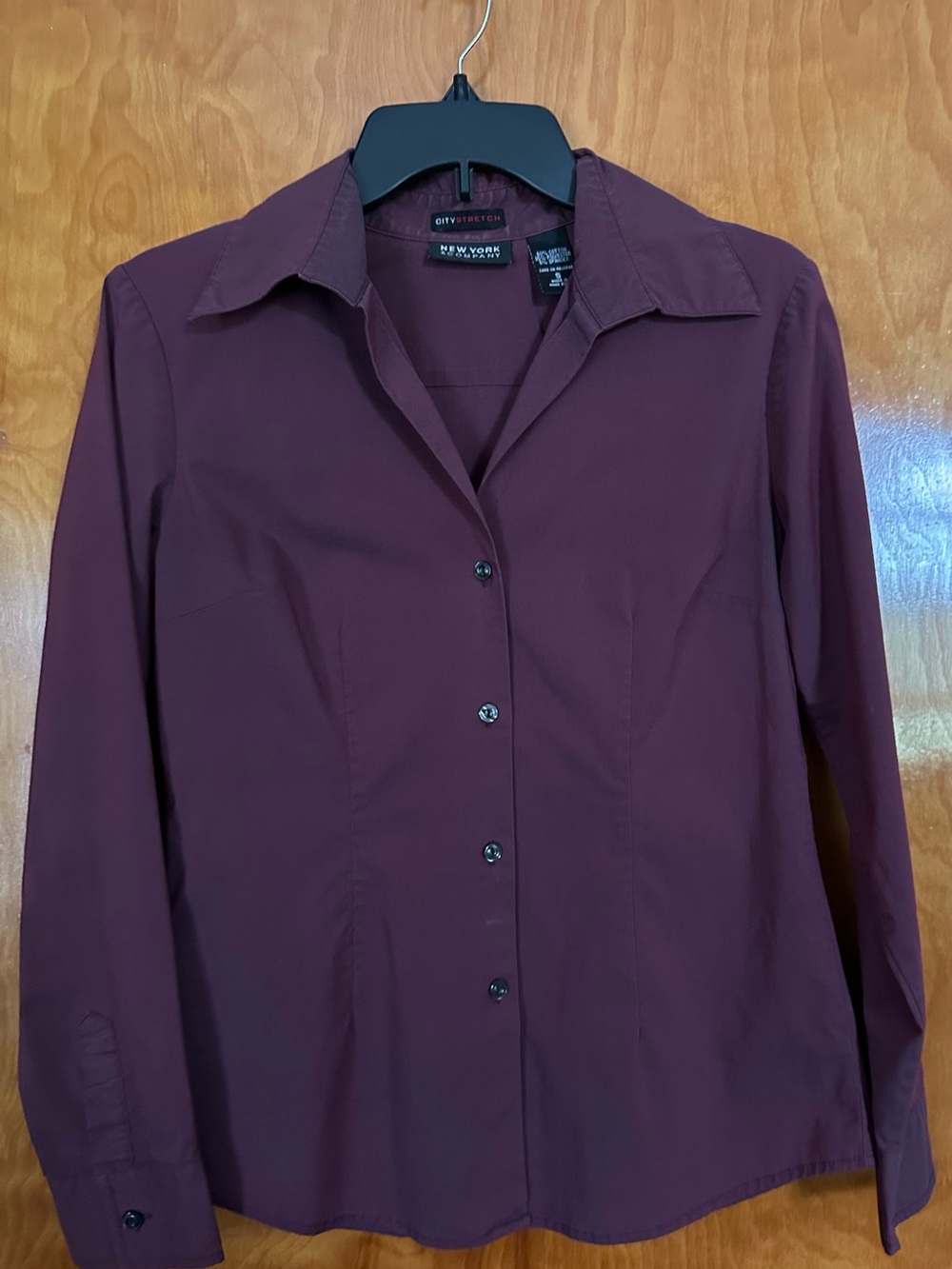 New York Company Women’s Burgundy Button-Up Dress Shirt